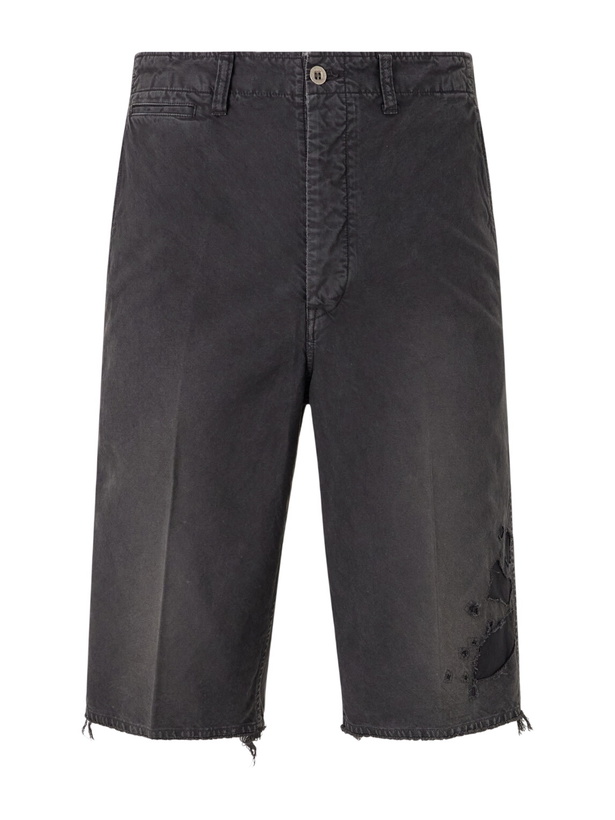 Photo: Visvim - Straight-Leg Frayed Cotton-Twill Shorts - Black