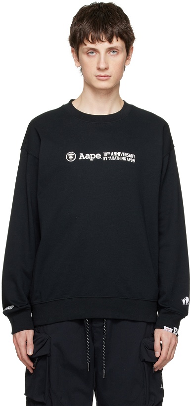 Photo: AAPE by A Bathing Ape Black Printed Sweatshirt