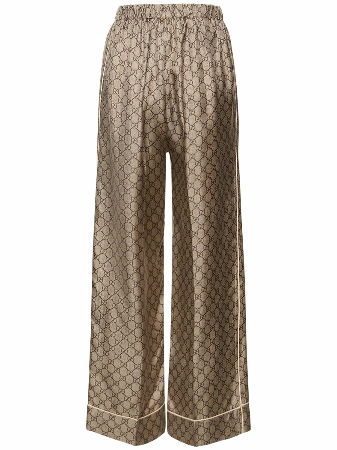 GUCCI black red pearl embellished hem webbing trims jogger
