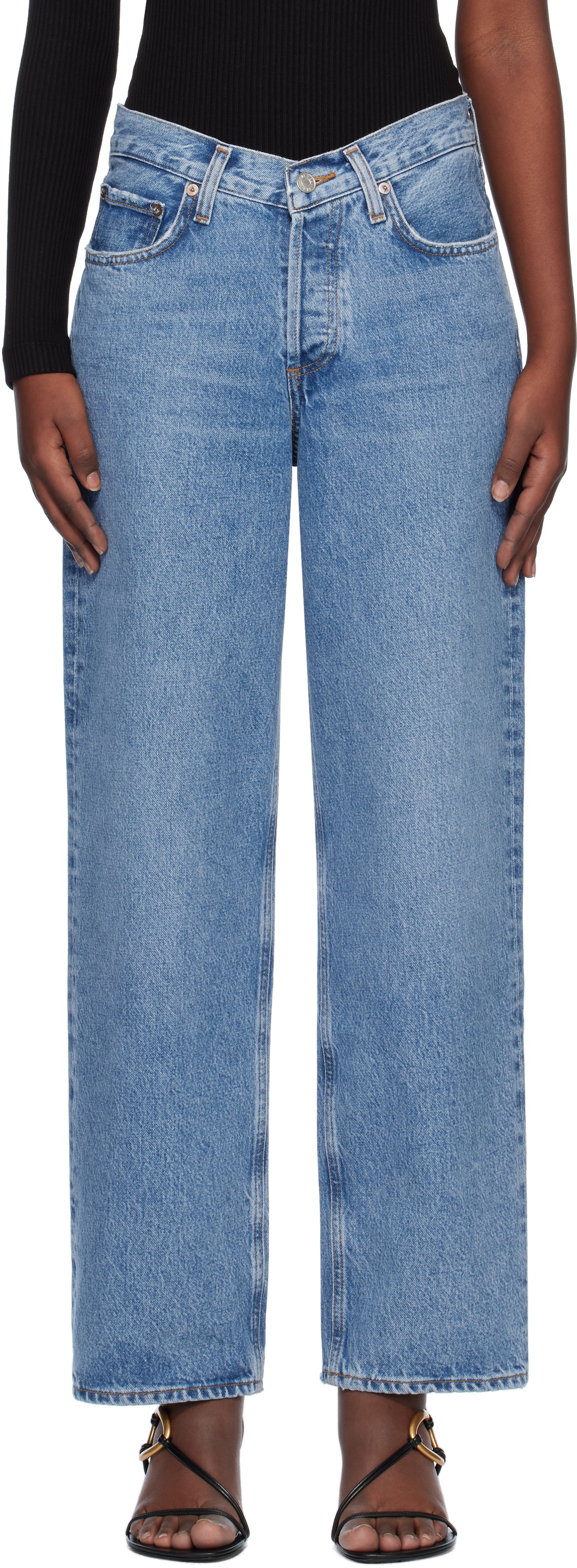 AGOLDE Blue V-Waist Baggy Jeans