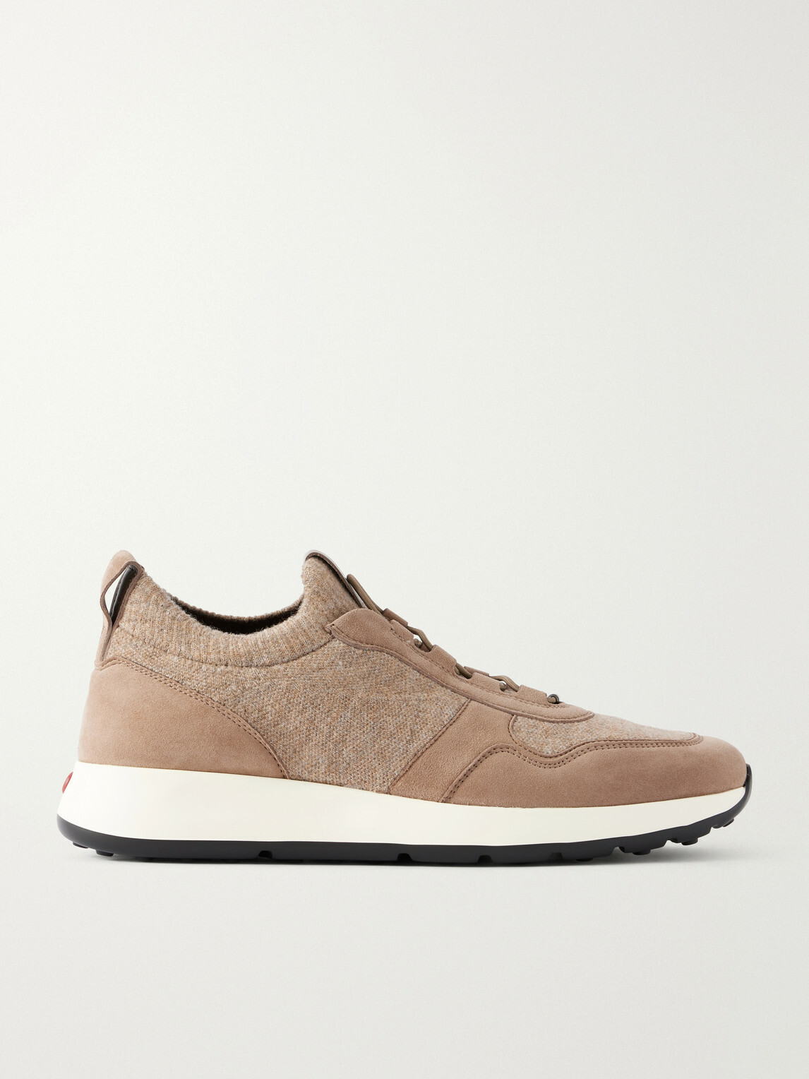 Tod's - Suede-Trimmed Wool-Knit Sneakers - Neutrals