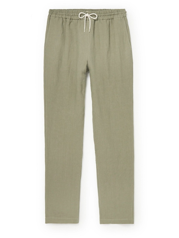 Photo: De Bonne Facture - Washed Linen-Canvas Drawstring Trousers - Green