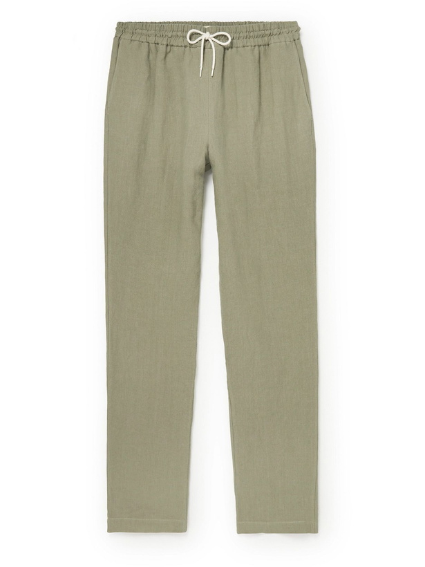 Photo: De Bonne Facture - Washed Linen-Canvas Drawstring Trousers - Green