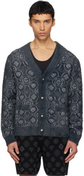 Casablanca Gray Fluffy Monogram Cardigan