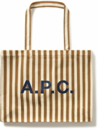 A.P.C. - Diane Logo-Print Striped Cotton-Blend Canvas Tote Bag
