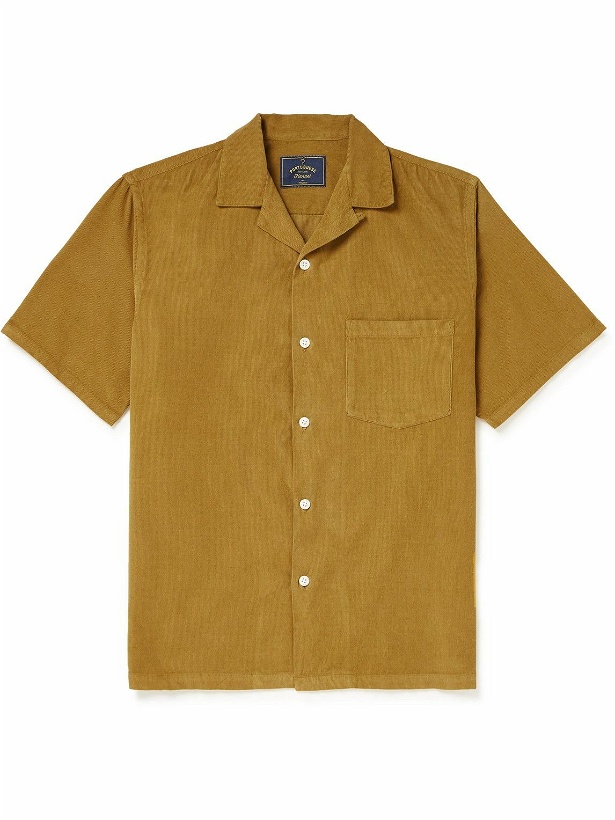Photo: Portuguese Flannel - Convertible-Collar Cotton-Corduroy Shirt - Gold