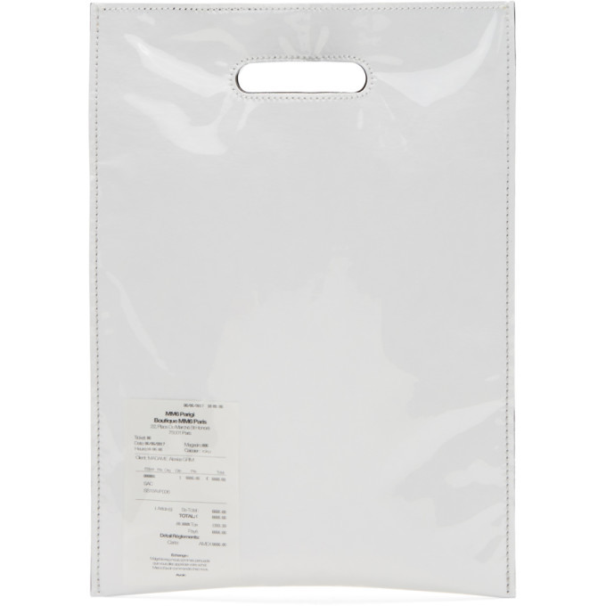 MM6 Maison Martin Margiela White PVC and Paper Receipt Tote MM6