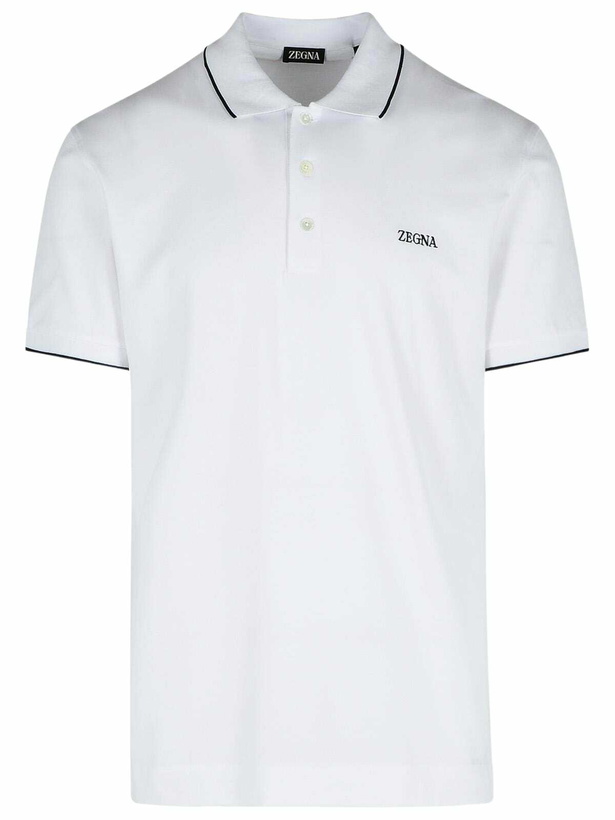 Photo: Zegna White Cotton Polo Shirt