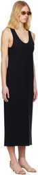 AURALEE Black Cotton Silk Stretch Knit Midi Dress
