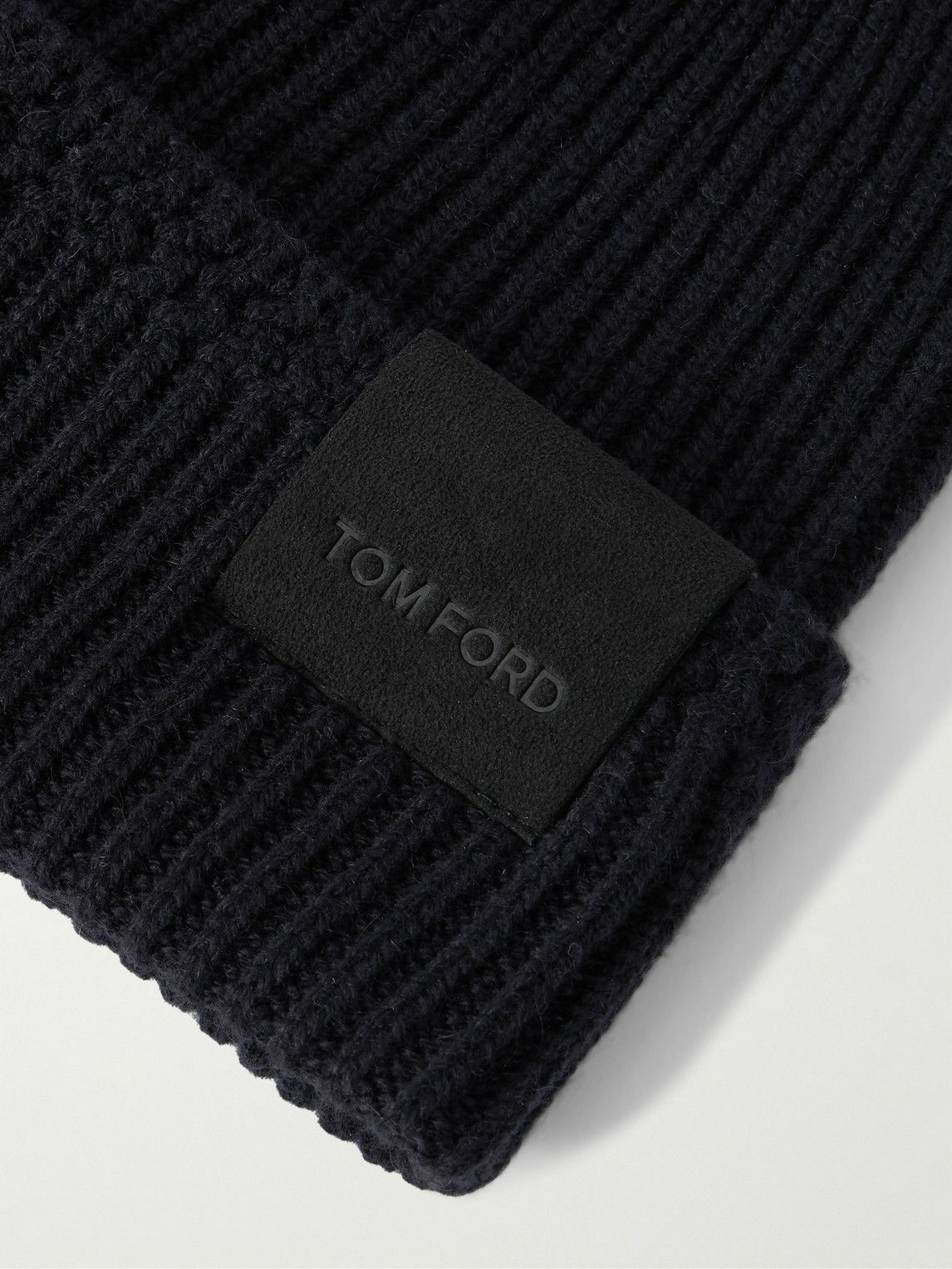TOM FORD - Logo-Appliquéd Ribbed Cashmere Beanie - Blue