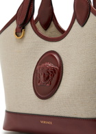 Versace Small Leather and Canvas Tote bag - Beige - One Size