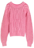 Free People Frankie Cable-knit Jumper Light Pink
