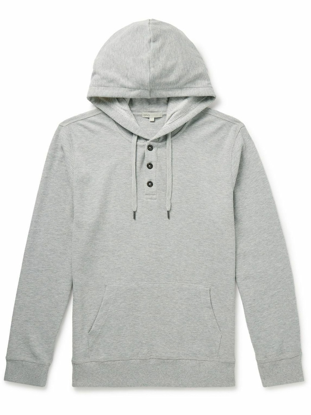 Photo: Onia - Waffle-Knit Cotton-Blend Hoodie - Gray