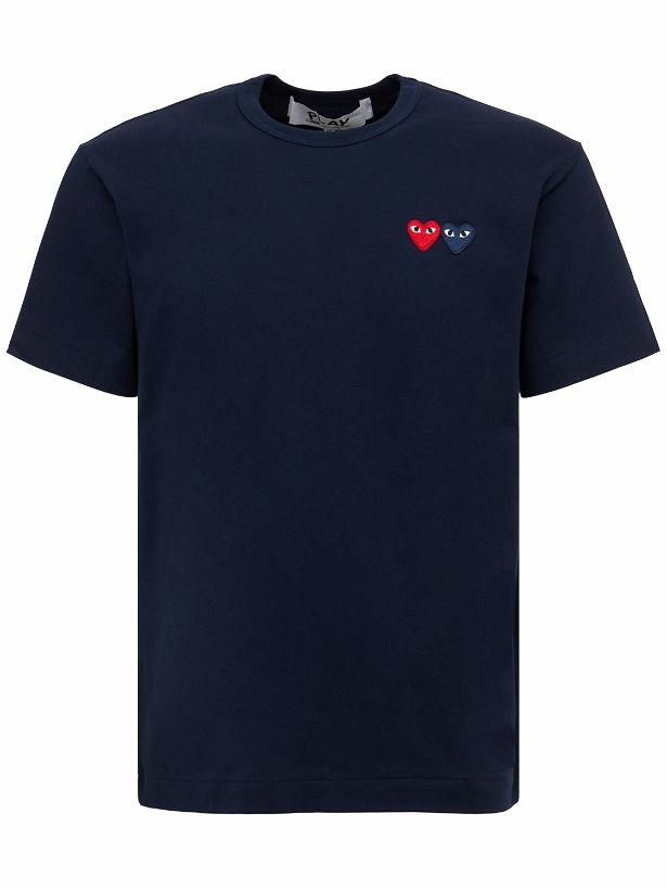Photo: COMME DES GARÇONS PLAY - Double Heart Patch Cotton Jersey T-shirt