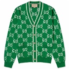 Gucci Men's Jumbo GG Jacquard Cardigan in Green
