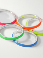 Fry Powers - Neon Set of Five Silver and Enamel Rings - Multi