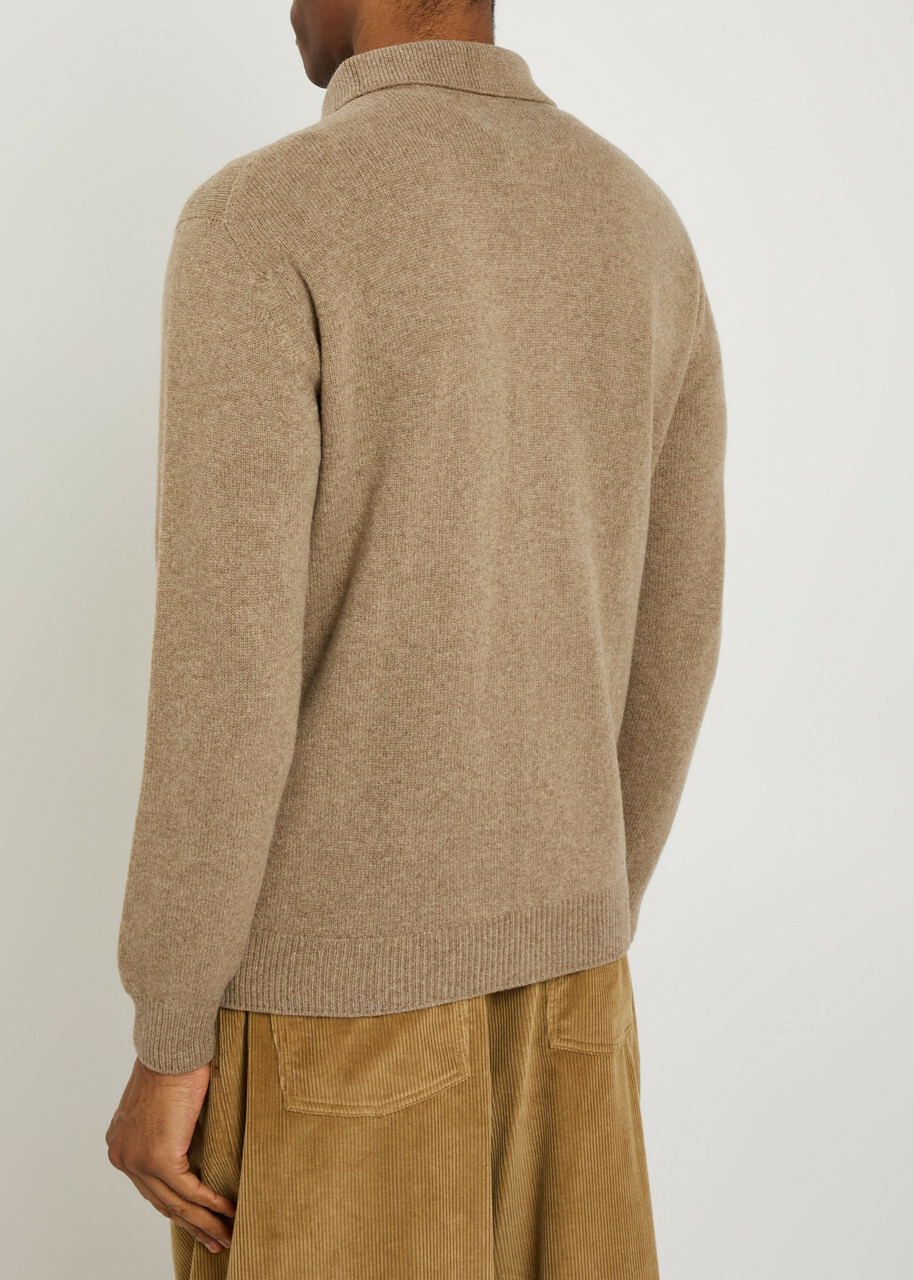 Sunspel Wool Cardigan Sand