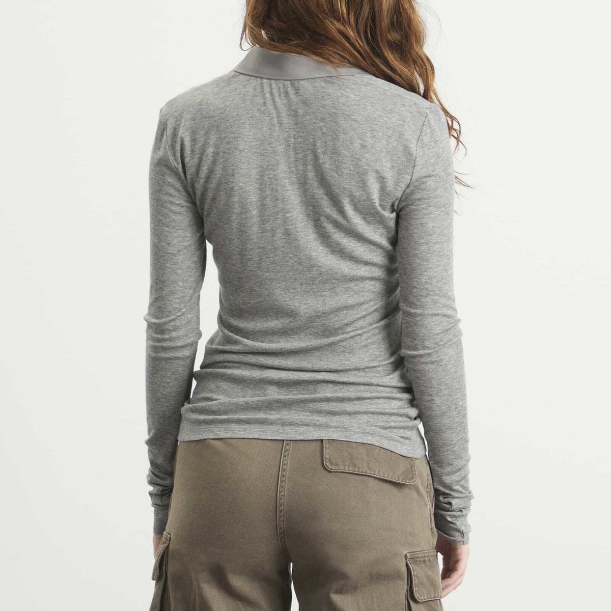 Entire Studios Women's Long Sleeve Polo in Silver Grain