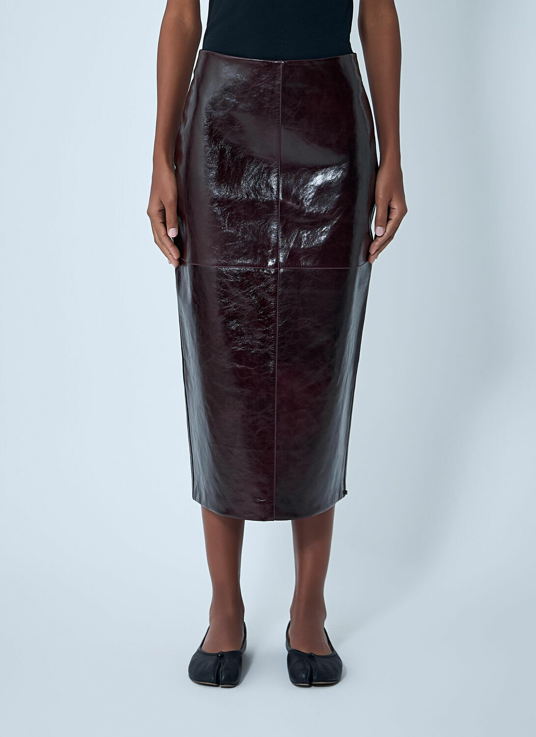 Sportmax Leather Midi Skirt