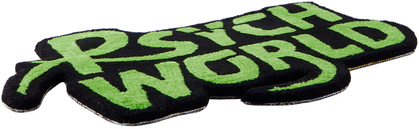 Psychworld SSENSE Exclusive Black & Green Logo Rug Psychworld