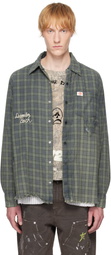 PALY Green & Blue 'Dockweiler' Flannel Overshirt