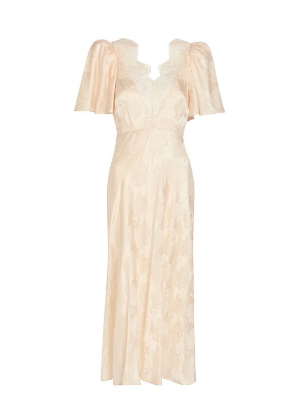 Photo: Ronny Kobo Philo Floral-jacquard Silk-blend Midi Dress Cream