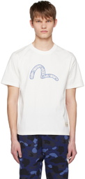 Evisu White 'Daruma Sticker' T-Shirt
