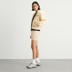 Sporty & Rich Women's Lion Health Cropped Zip Hoodie in Cream
