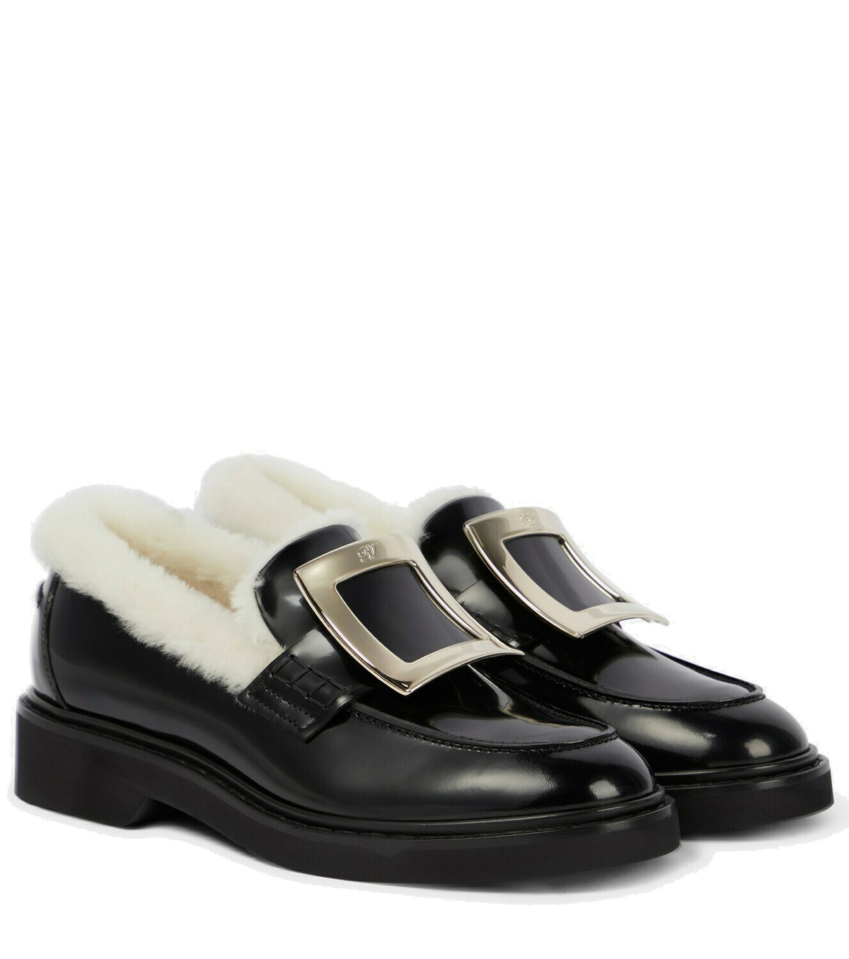 Roger Vivier Viv' Rangers shearling-lined leather loafers Roger Vivier
