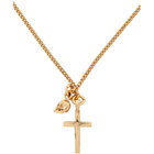 Emanuele Bicocchi Gold Skull and Cross Pendant Necklace