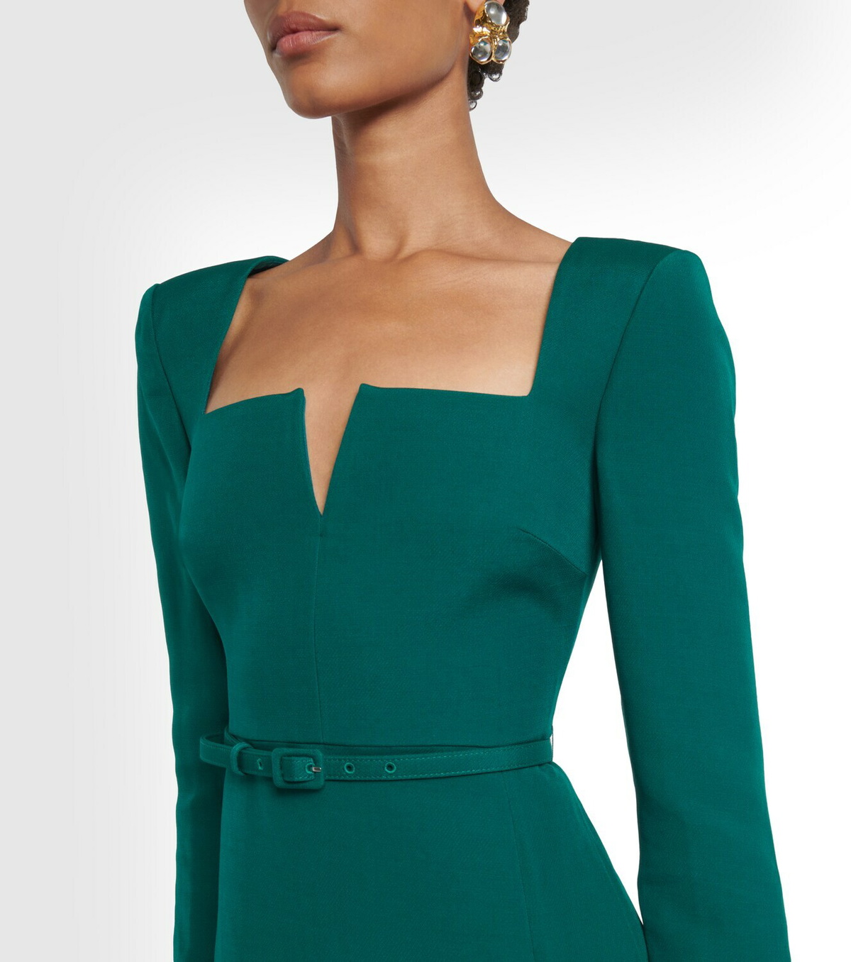 Roland Mouret Belted wool and silk midi dress