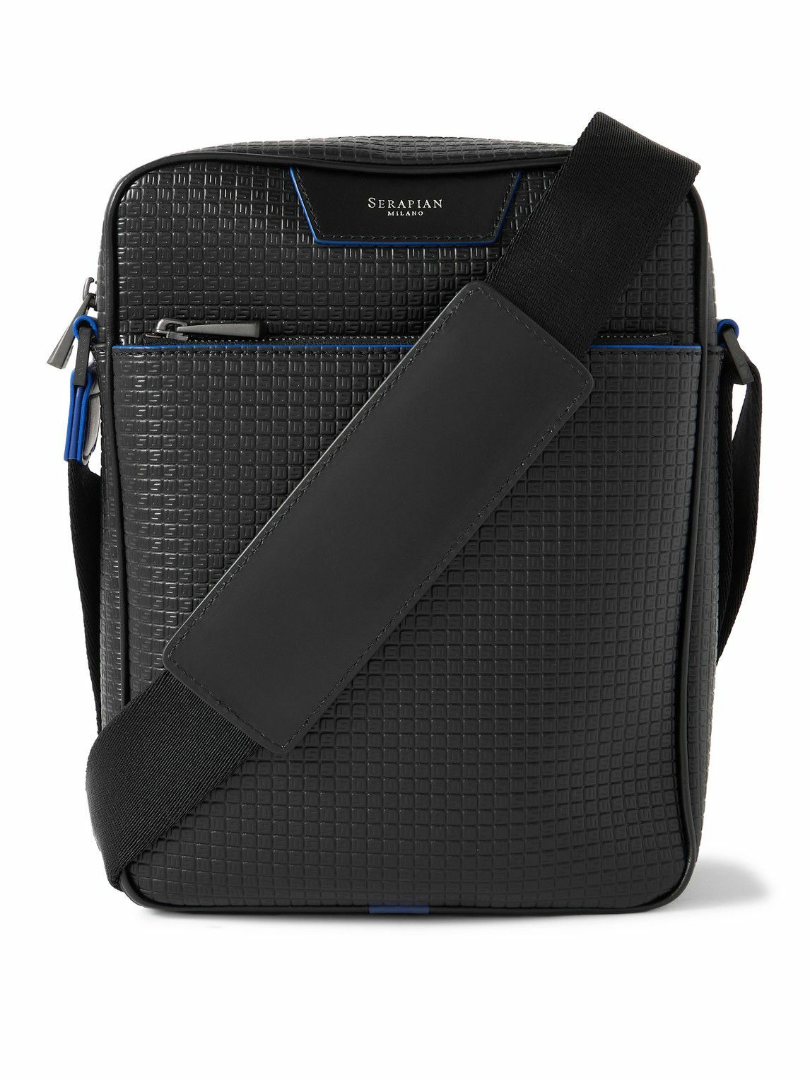 Serapian - North South Leather-Trimmed Logo-Print Coated-Canvas Messenger Bag