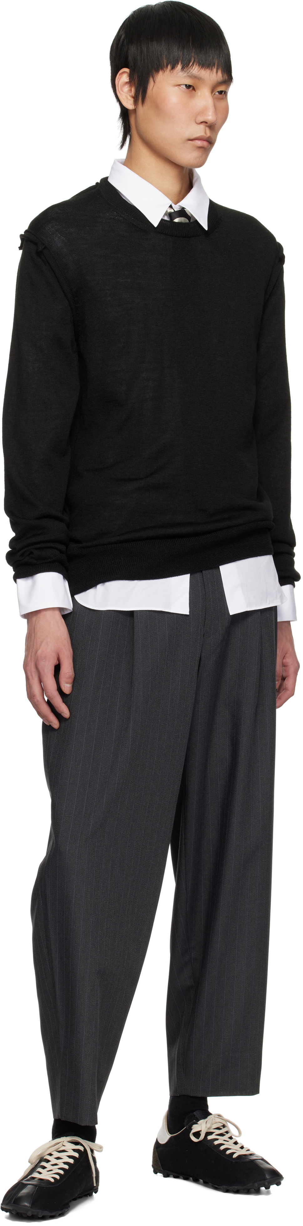 Comme des Garçons Homme Deux Gray Pinstripe Trousers