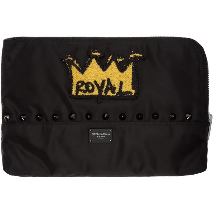 Photo: Dolce and Gabbana Black Nylon Crown Patch Pouch