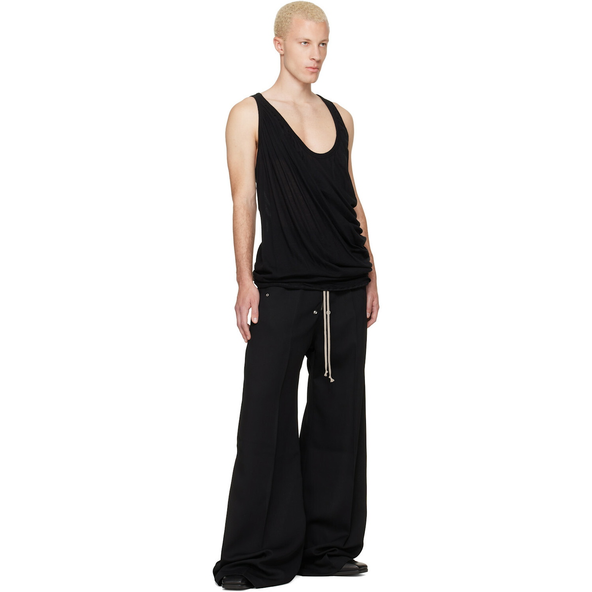 Rick Owens Black Tower Draped Pony Tank Top