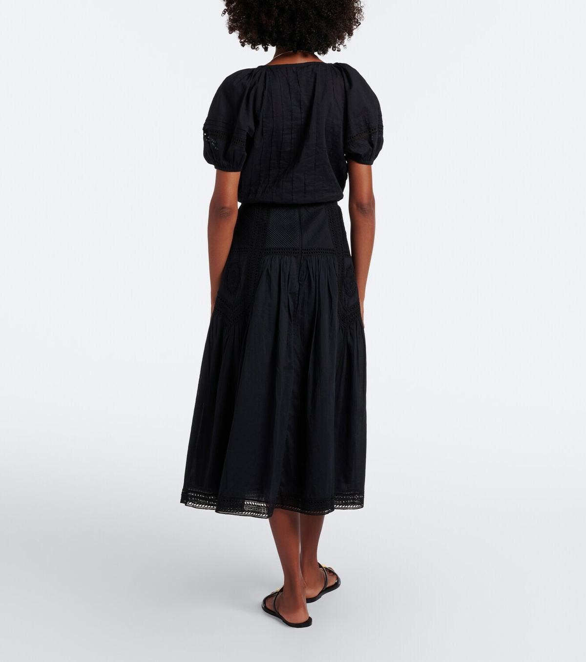 Ulla Johnson Alice embroidered tiered cotton midi skirt