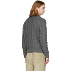 Thom Browne Grey Aran Cable Knit Raglan Sweater