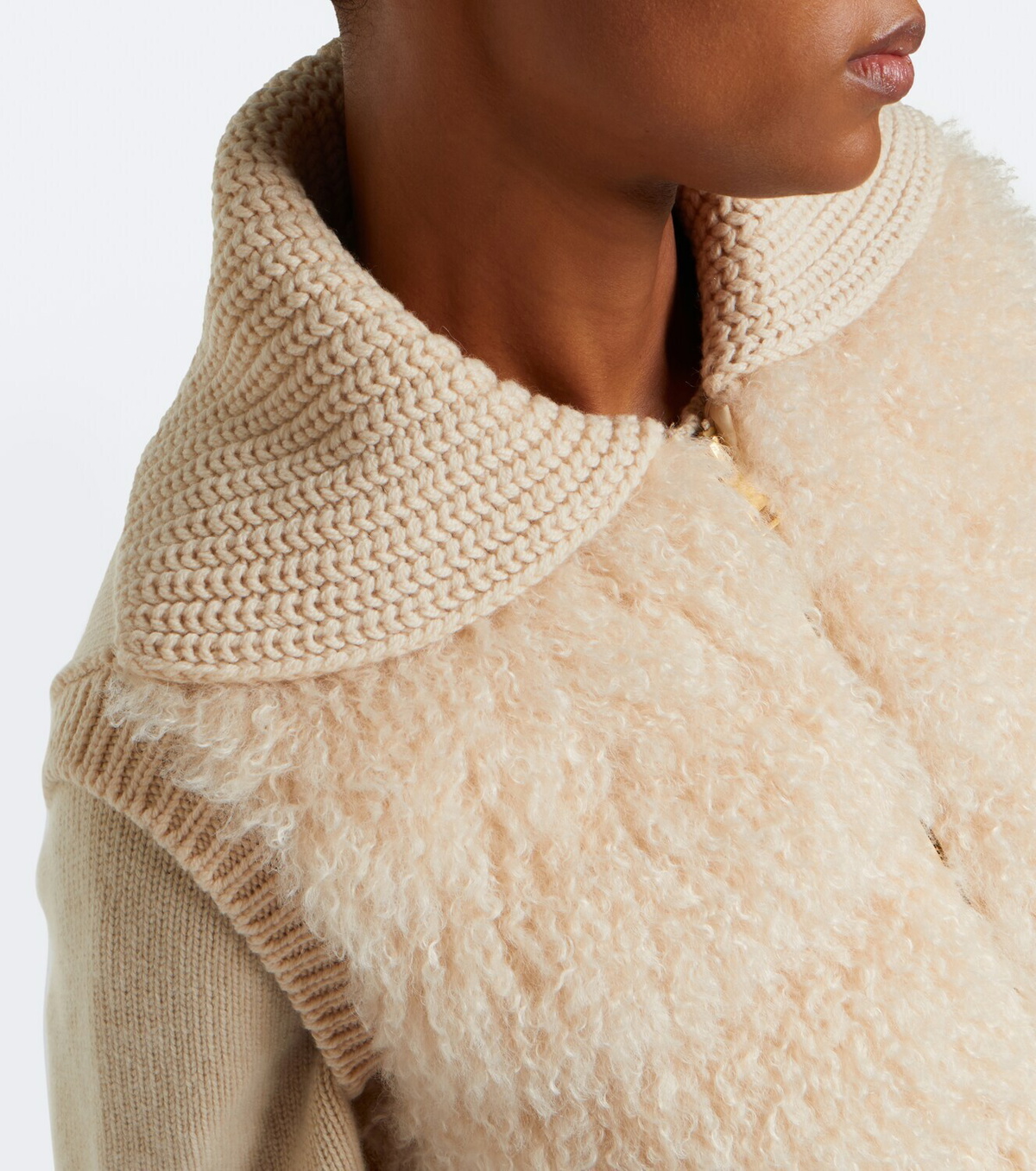 Moncler Shearling and cashmere down vest