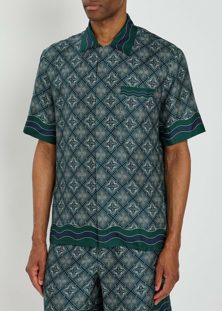 Casablanca Radiating Logo-monogram Silk Shirt Green