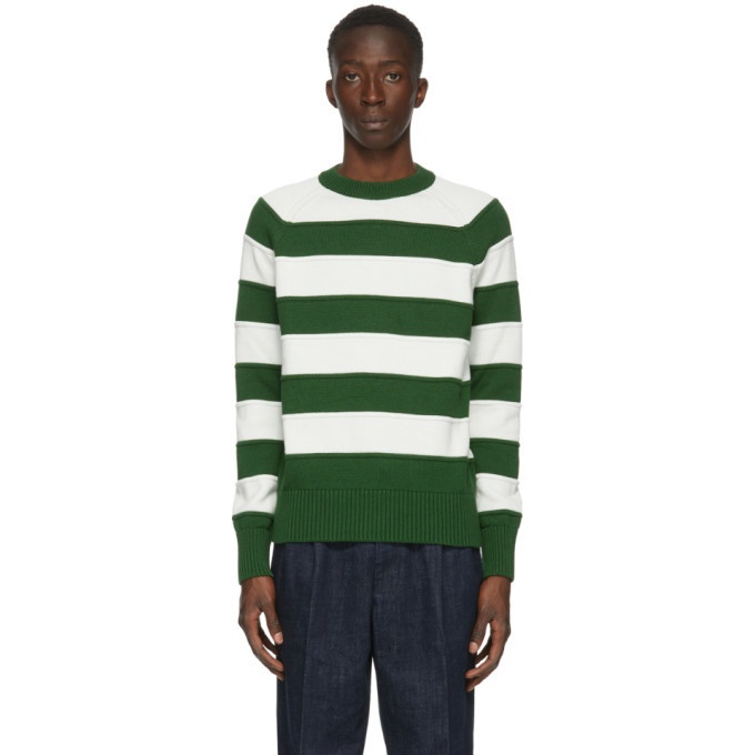 Photo: AMI Alexandre Mattiussi Green and White Striped Rugby Sweater