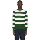 AMI Alexandre Mattiussi Green and White Striped Rugby Sweater