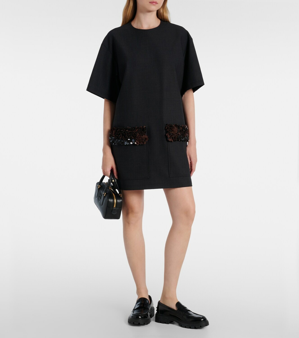 Plan C Sequined wool-blend minidress