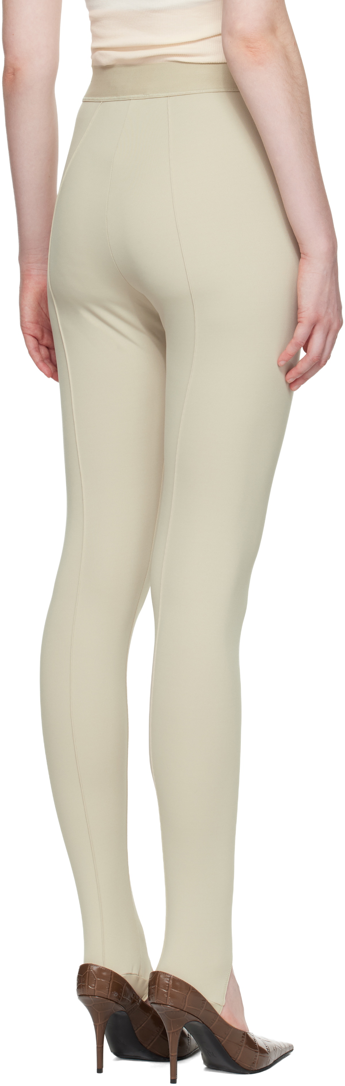 WARDROBE.NYC Beige Opaque Stirrup Leggings