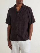 Frescobol Carioca - Angelo Camp-Collar Linen Shirt - Brown