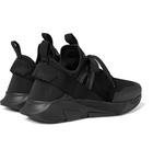 TOM FORD - Vellus Suede and Rubber-Trimmed Neoprene and Mesh Sneakers - Black