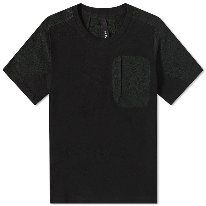 Photo: BYBORRE Men's Knitted Pocket T-Shirt in Volcanic Black