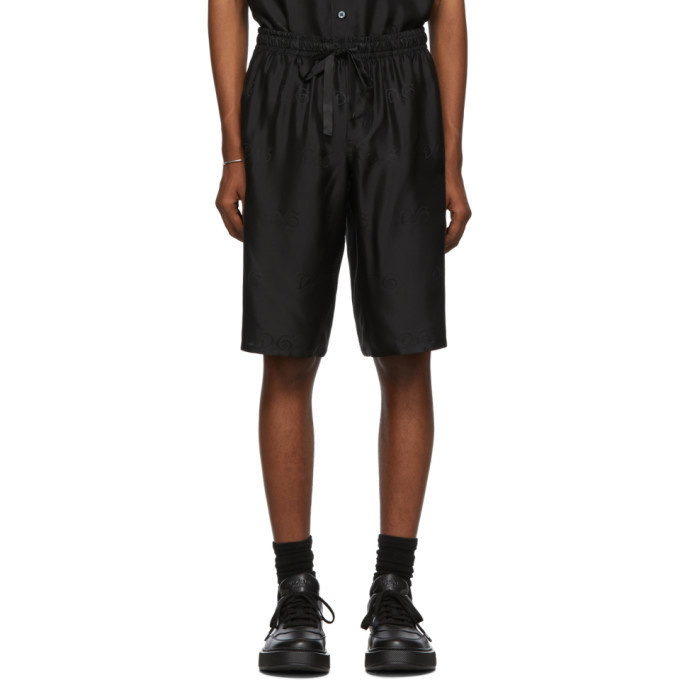 Photo: Dolce and Gabbana Black Silk Logo Shorts