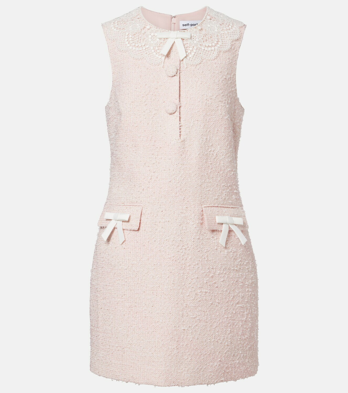 Self-Portrait Lace-trimmed bouclé minidress