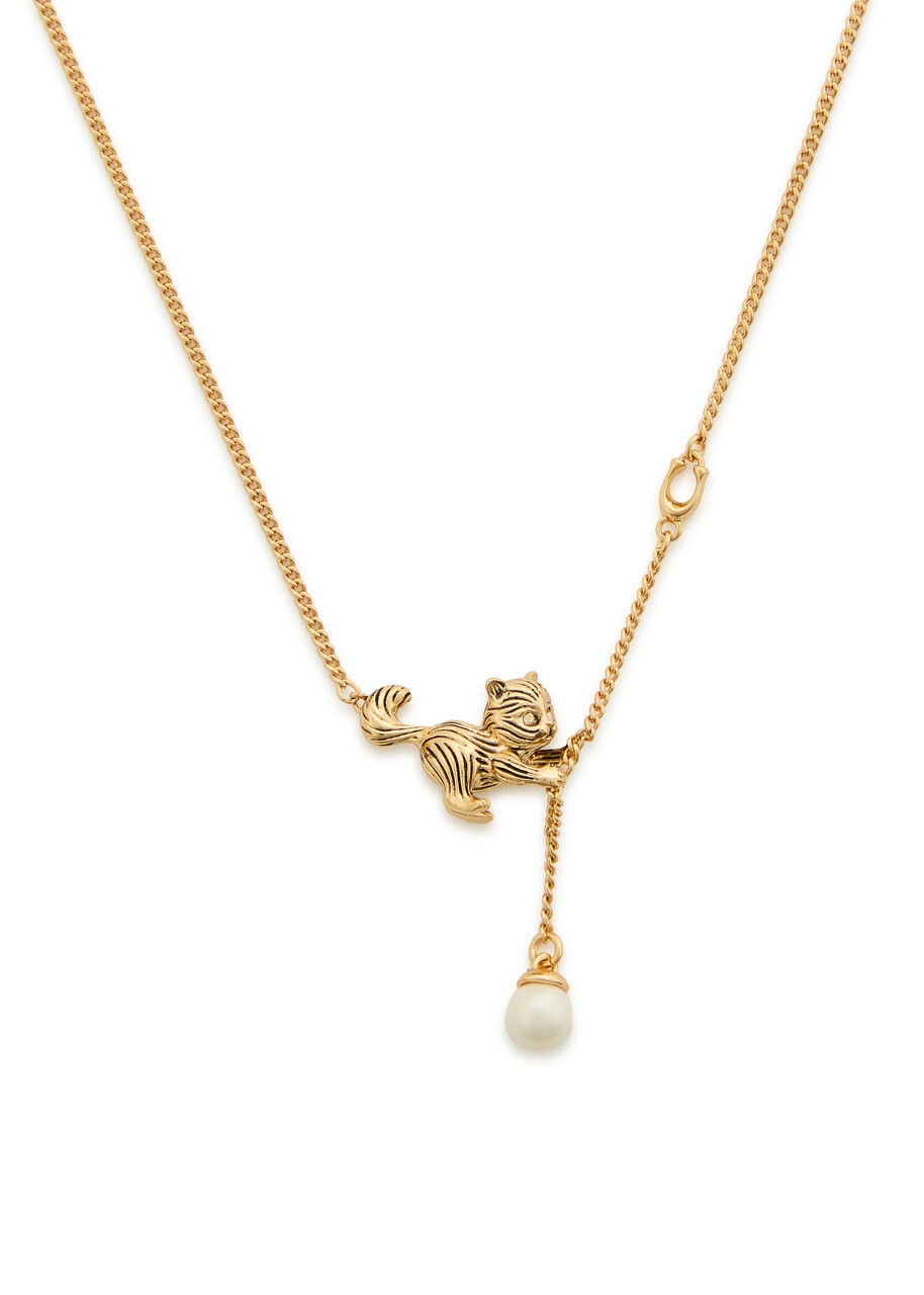 Coach Cat and Pearl Pendant Necklace - One Size