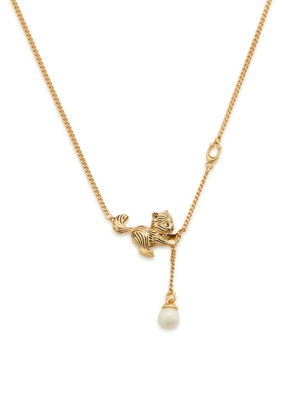 Photo: Coach Cat and Pearl Pendant Necklace - One Size